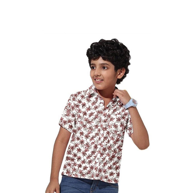 Harbour Bay Boys Short Sleeve Shirt White Red
