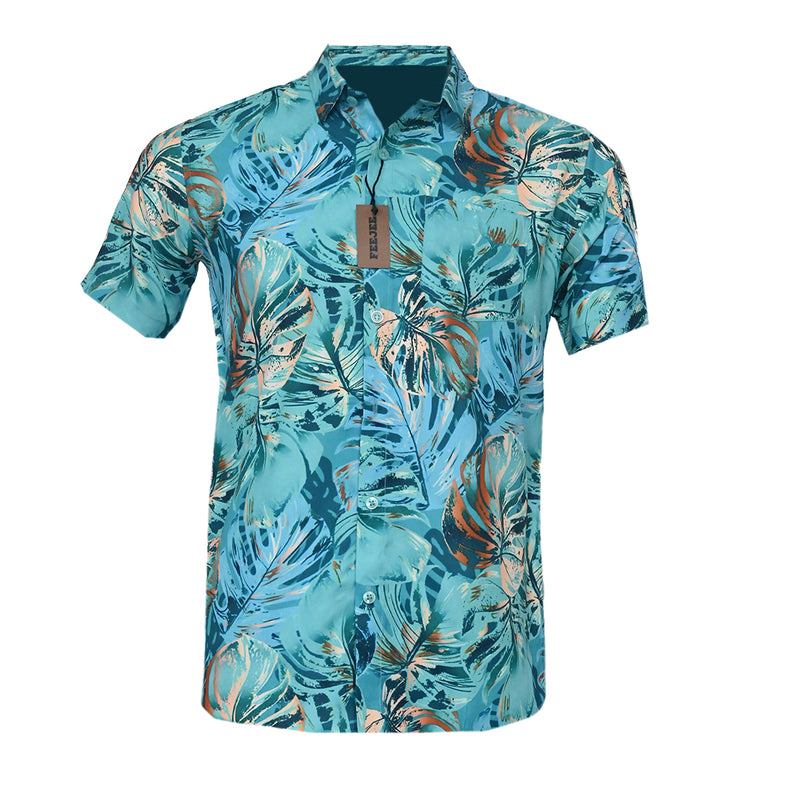 R-Hawaiian Printed Polyster Shirt Blue