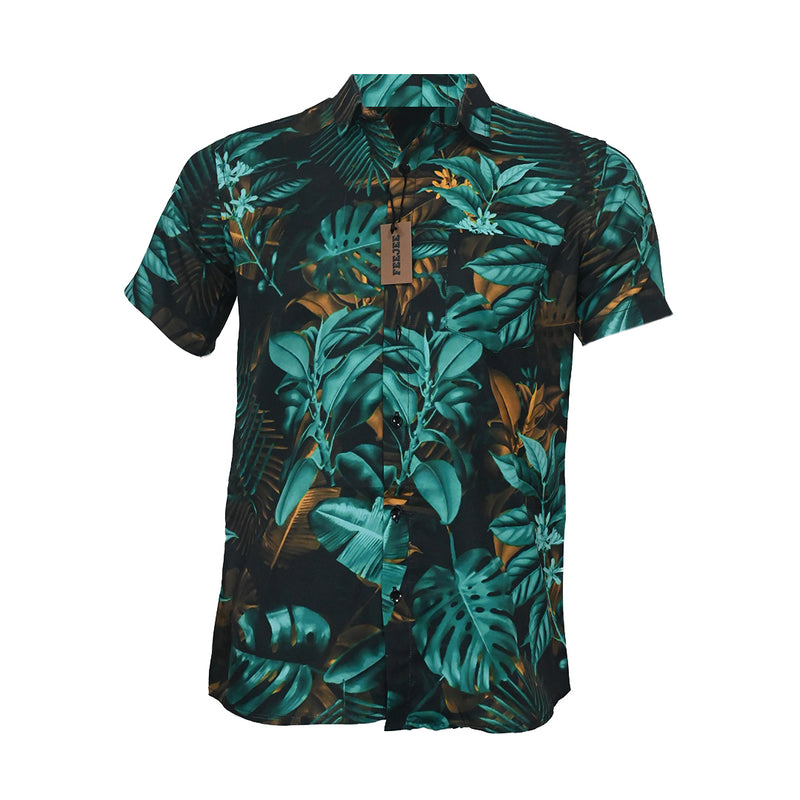 R-Hawaiian Printed Polyster Shirt Green