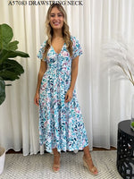 Miracle Ladies Maxi Dress White And Blue