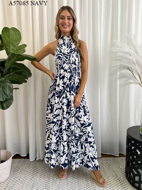 Miracle Ladies Maxi Dress Navy