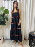 Miracle Ladies Maxi Dress Linen Black