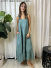 Miracle Ladies Maxi Dress Linen Green