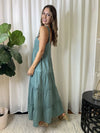 Miracle Ladies Maxi Dress Linen Green