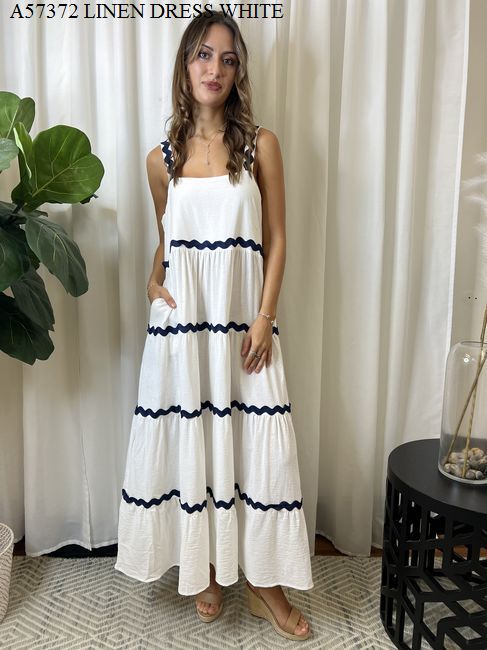 Miracle Ladies Maxi Dress Linen White
