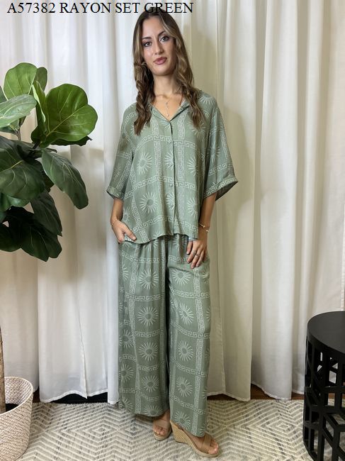 Miracle Ladies Pants And Top Set Green