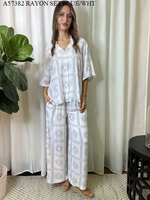 Miracle Ladies Pants And Top Set Sea Blue