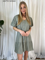 Miracle Short Dress Khaki Size