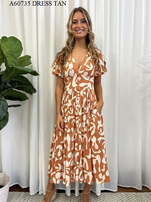 Miracle Ladies Maxi Dress Tan