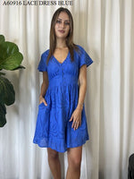 Miracle Ladies Short Dress Lace Blue