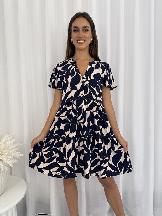 Miracle Ladies Short Dress Navy