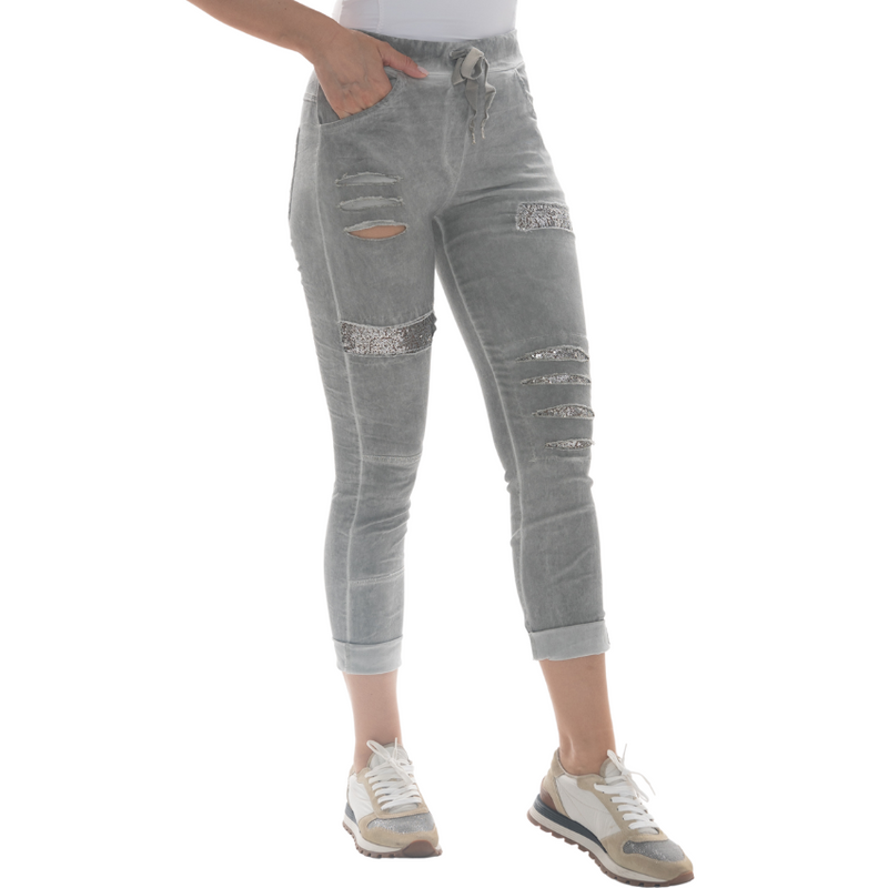 Vera May Ladies Italian Linen Grey  Pants