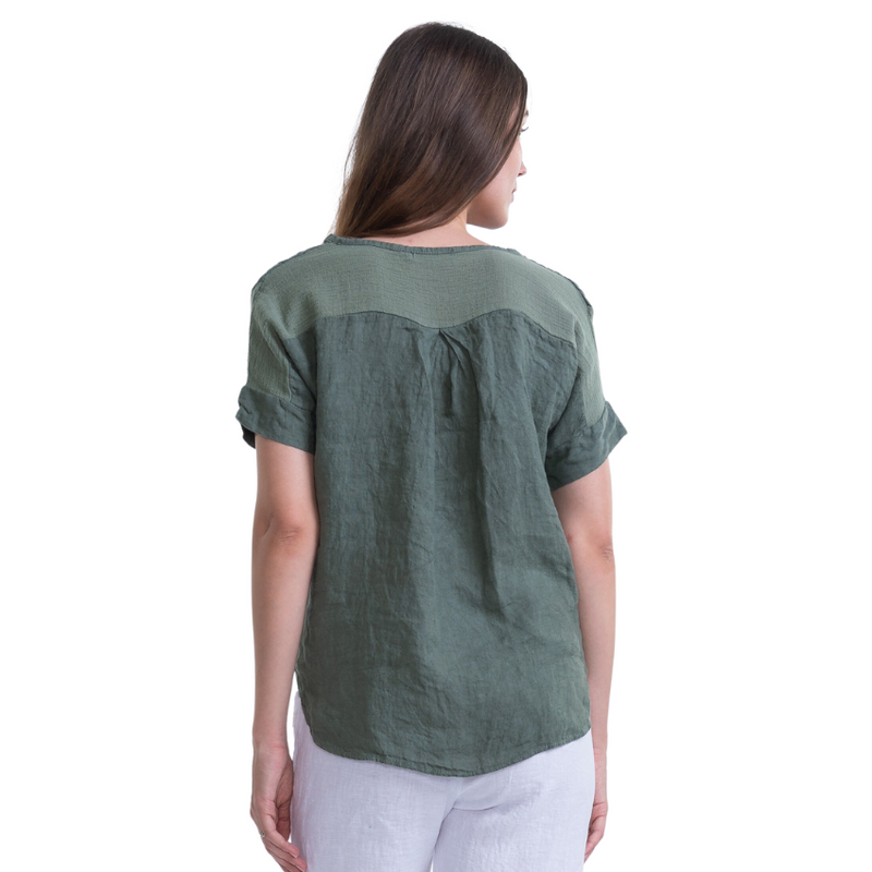 Vera May Ladies Italian Linen Taupe Top