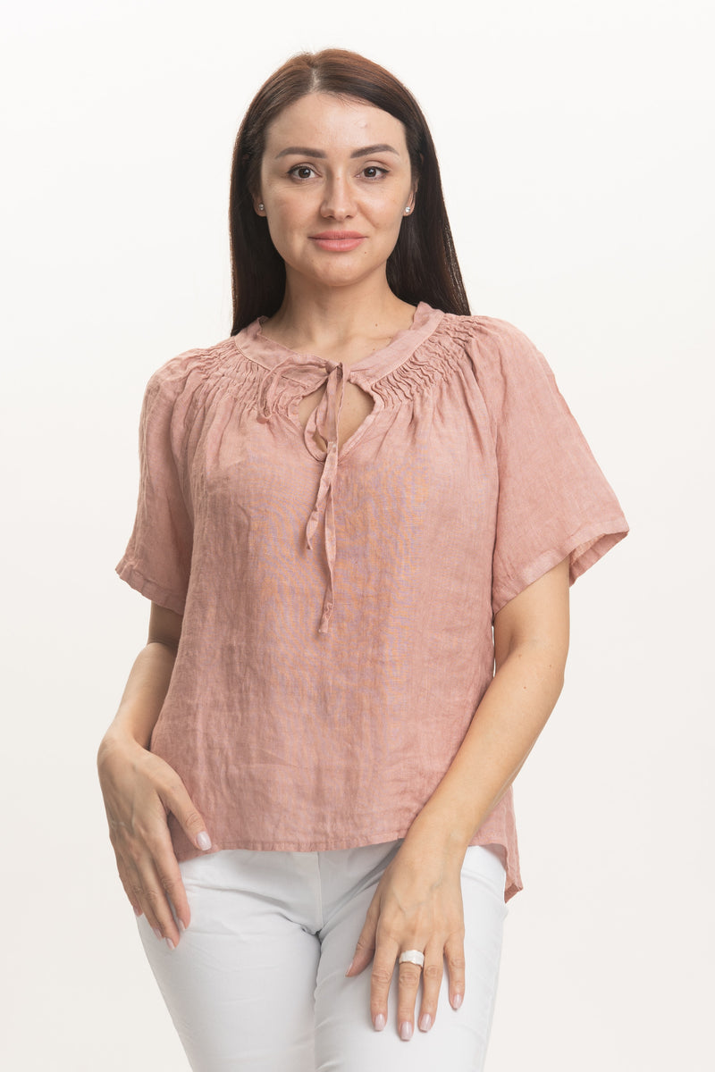 Vera May Ladies Italian Linen Pink Top