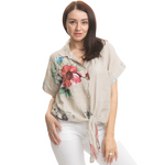 Vera May Ladies Italian Linen Sabbia  Top