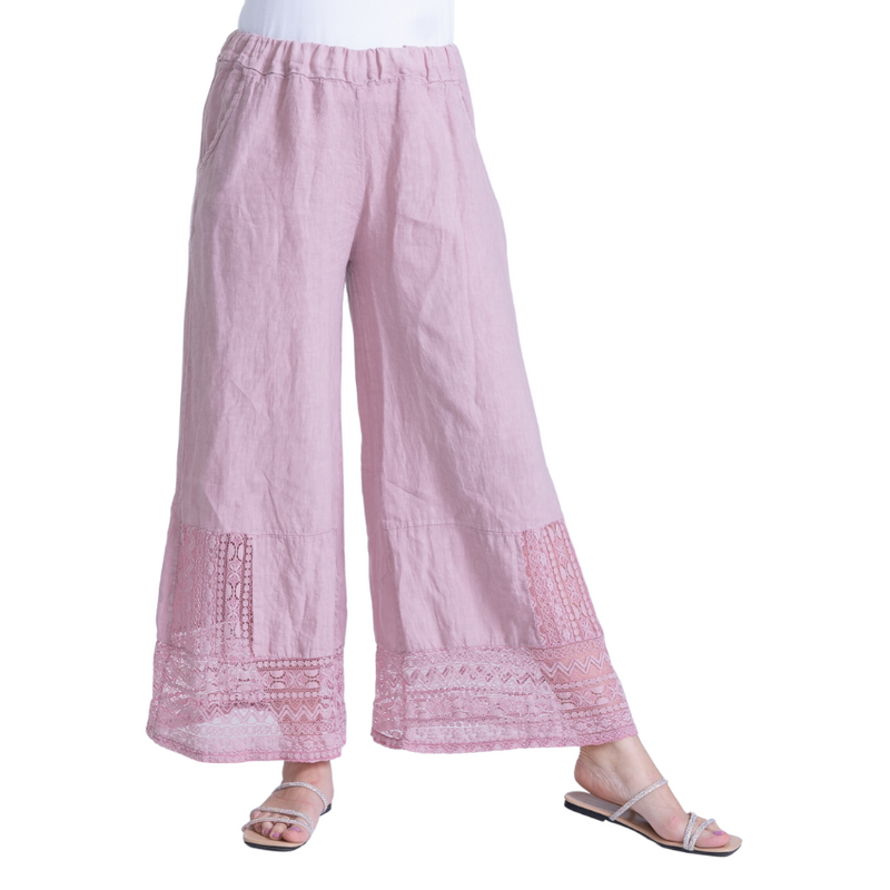 Vera May Ladies Italian Linen Pink Pants