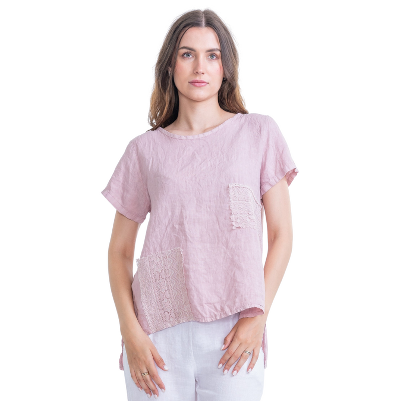 Vera May Ladies Italian Linen Pink Top