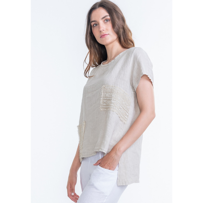 Vera May Ladies Italian Linen Sand Top