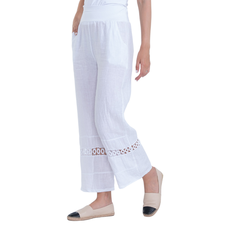 Vera May Ladies Italian Linen White Pants