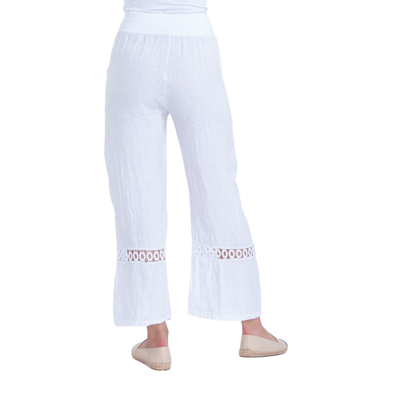 Vera May Ladies Italian Linen White Pants
