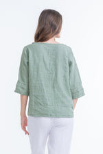 Vera May Ladies Italian Linen Sage Top