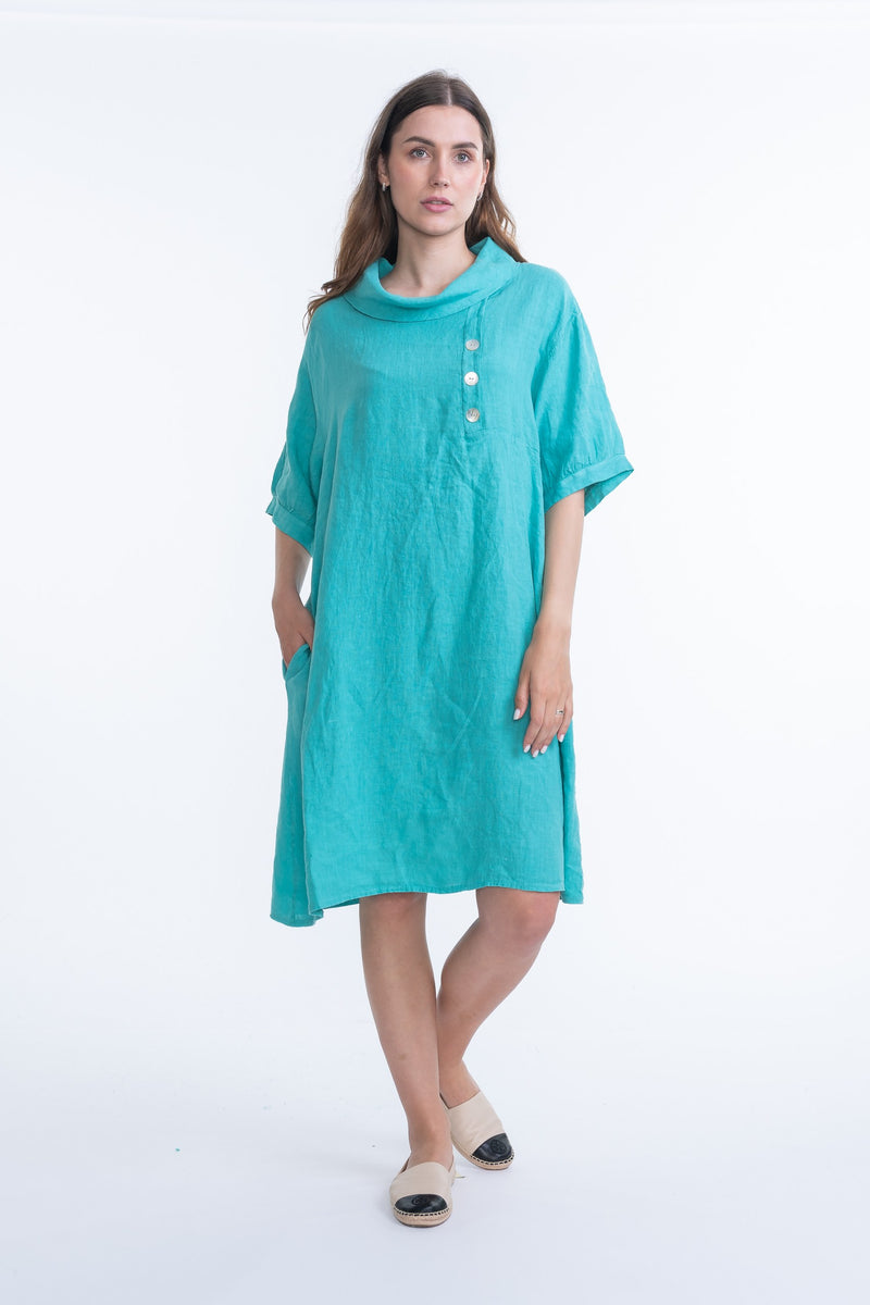 Vera May Ladies Italian Linen Emerald Dress 1