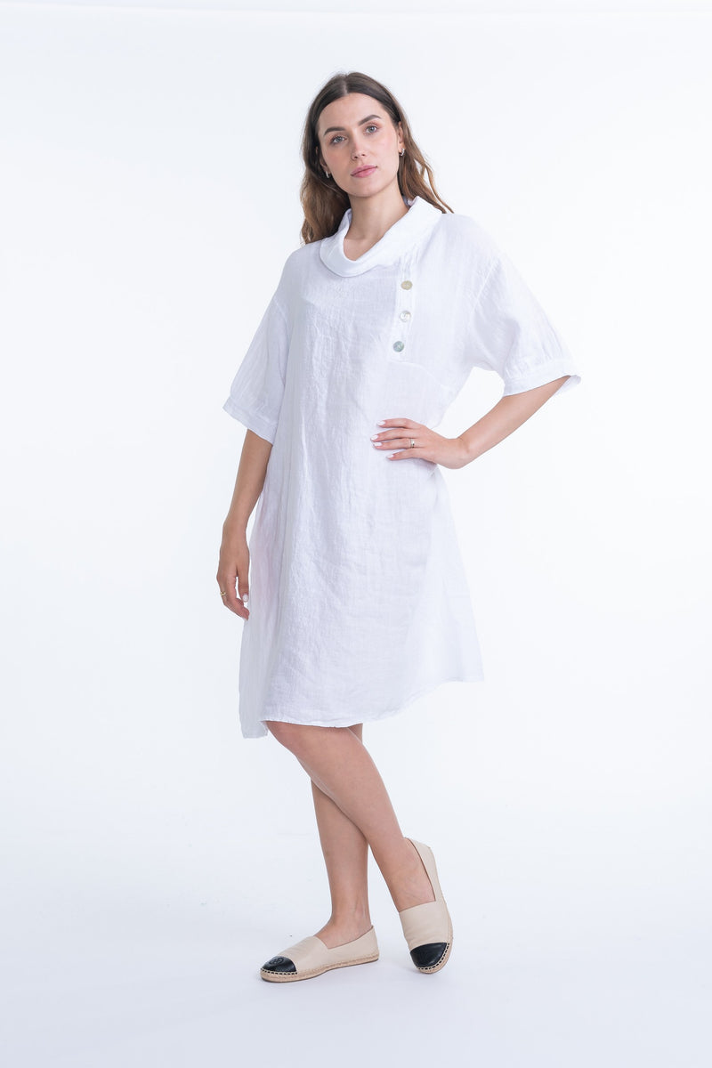 Vera May Ladies Italian Linen White Dress