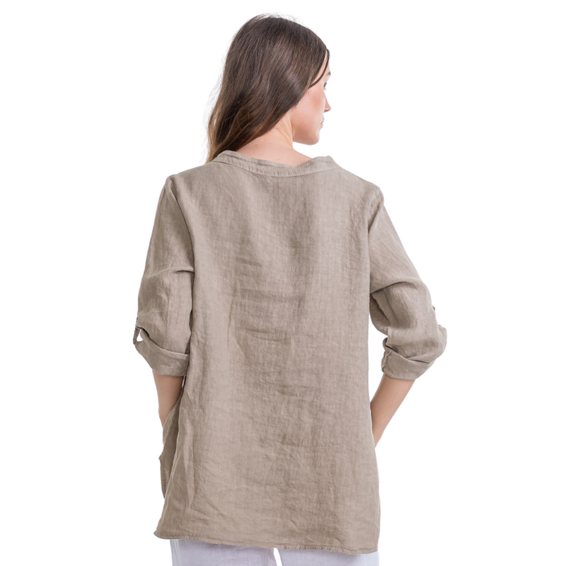 Vera May Ladies Italian Linen Safari Top