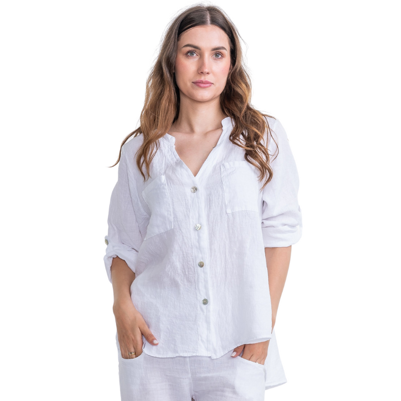 Vera May Ladies Italian Linen White Top