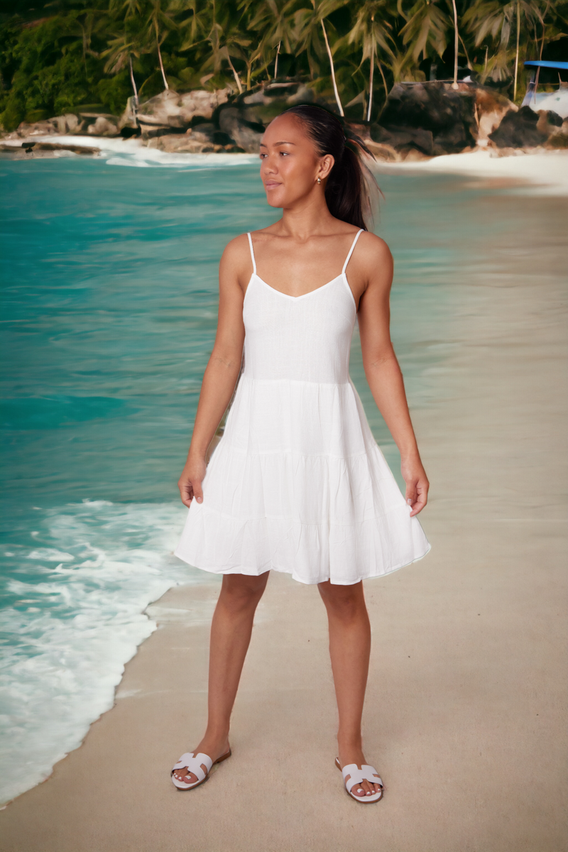 Jore Ladies Kalonia Short Tiered Dress White