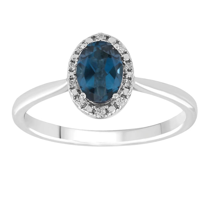 Nirvana DGA 9ct W/G  0.05CT HI I1 Blue Topaz Diamond Ring