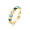 Ania Haie Voyager Gold/SILVER Bezel Cz/Malach/Tur Ring