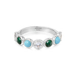 Ania Haie Voyager Gold/SILVER Bezel Cz/Malach/Tur Ring