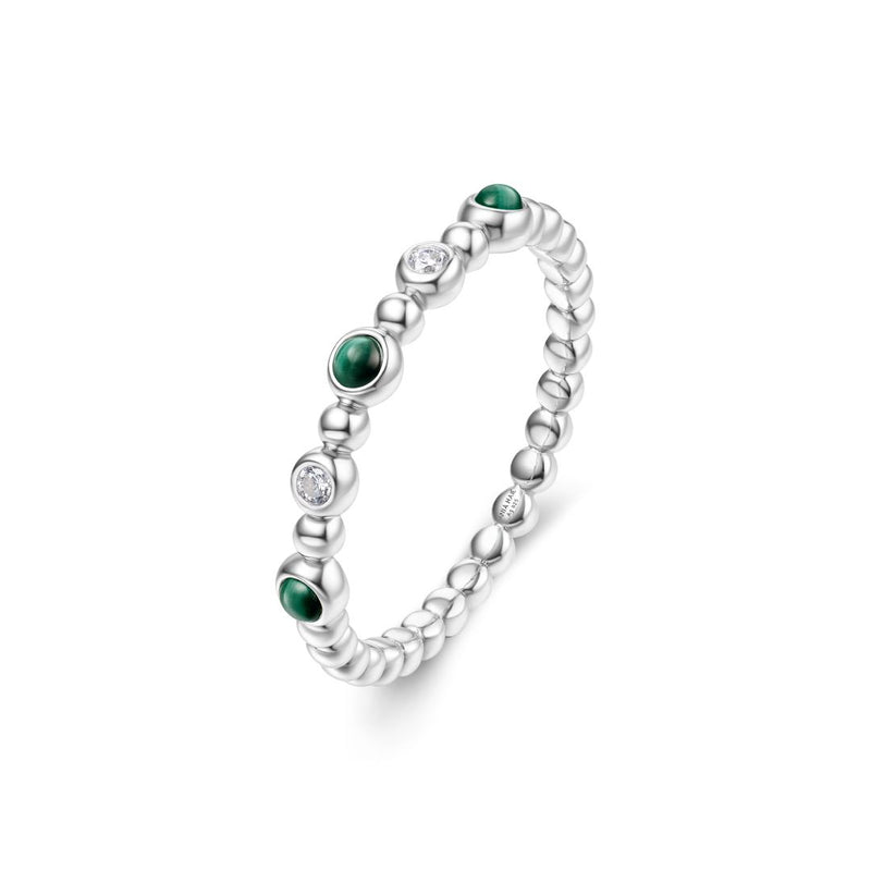 Ania Haie Sunny Silver Bezel Malachite Bead Ring