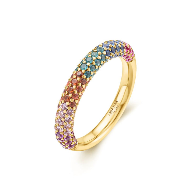 Ania Haie Sunny Gold/Silver Rainbow Cz Ring