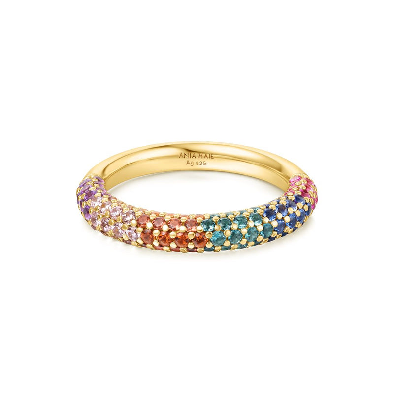 Ania Haie Sunny Gold/Silver Rainbow Cz Ring