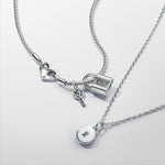 Pandora Key hole engravable locket sterling silver dangle with clear cubic zirconia