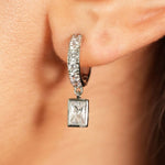 Buckley Silver Marquise Diamond Hoop Earring