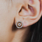 Buckley Two Tone Pave Halo Stud Earring