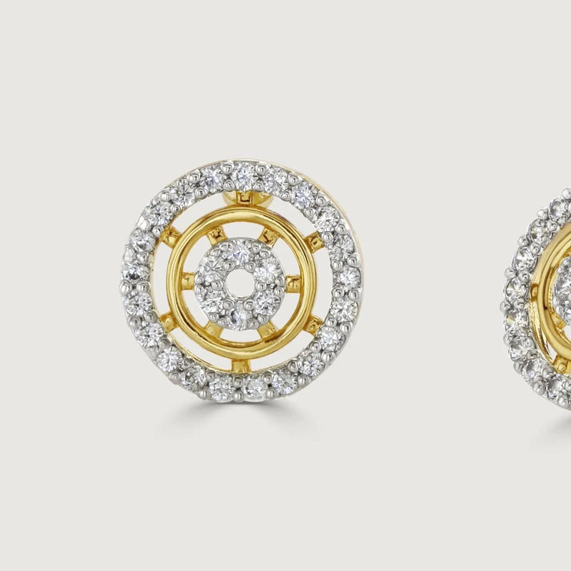 Buckley Two Tone Pave Halo Stud Earring