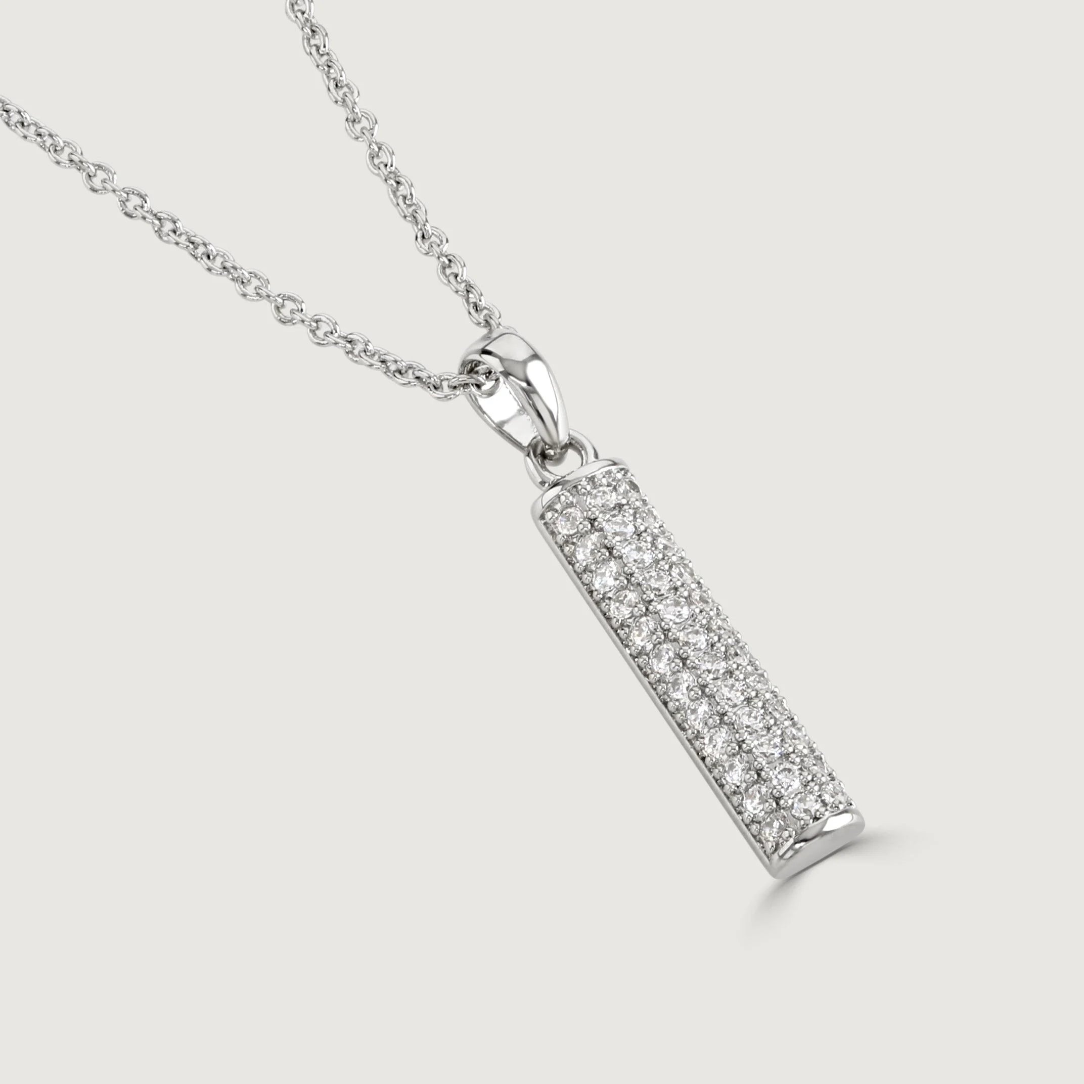 Buckley Rhodium Pave Bar Necklace Prouds Fiji