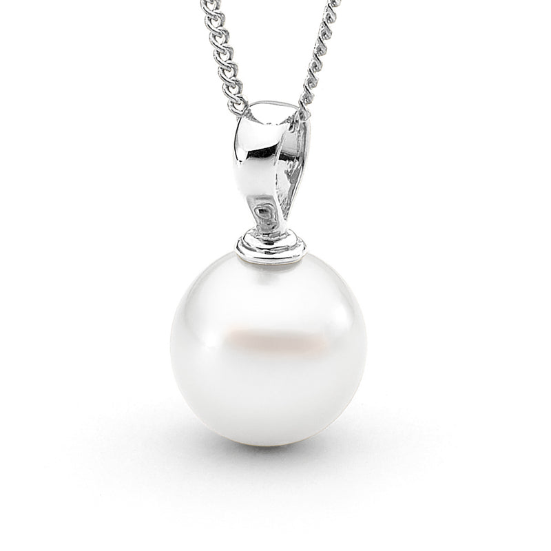 Allure 18ct WG P06 11-12mm Oval/Drop White Pearl Pendant