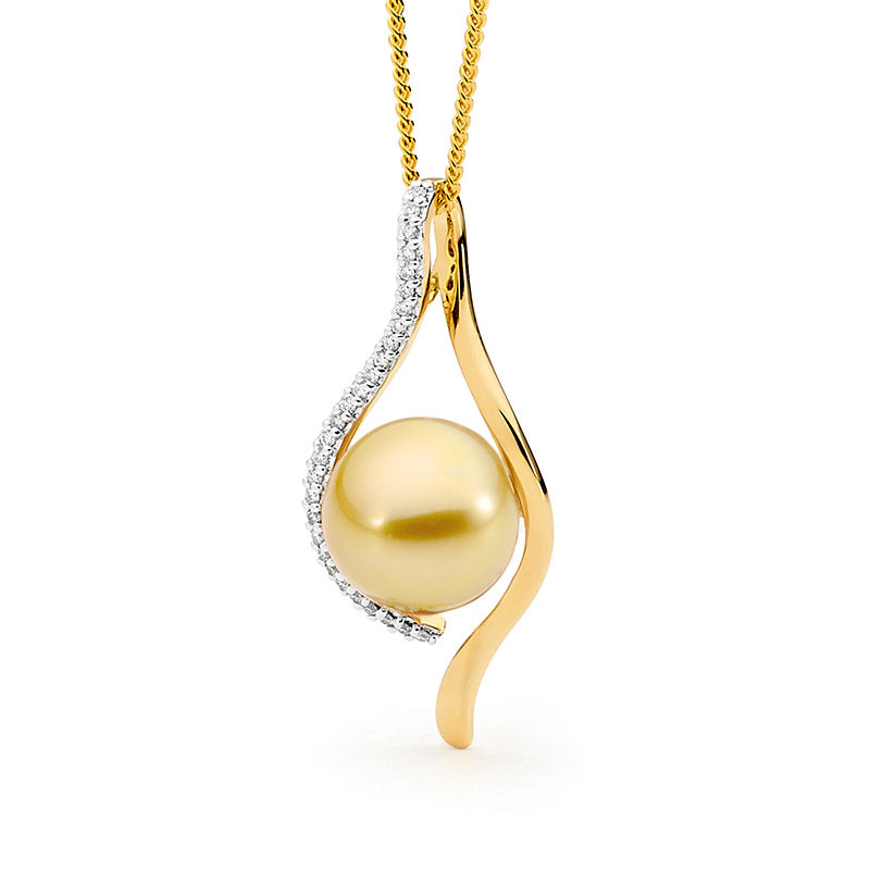 Allure18ct Y/G 0.12ct G/Sl 11-12mm Intense Gold Pearl  Pendant