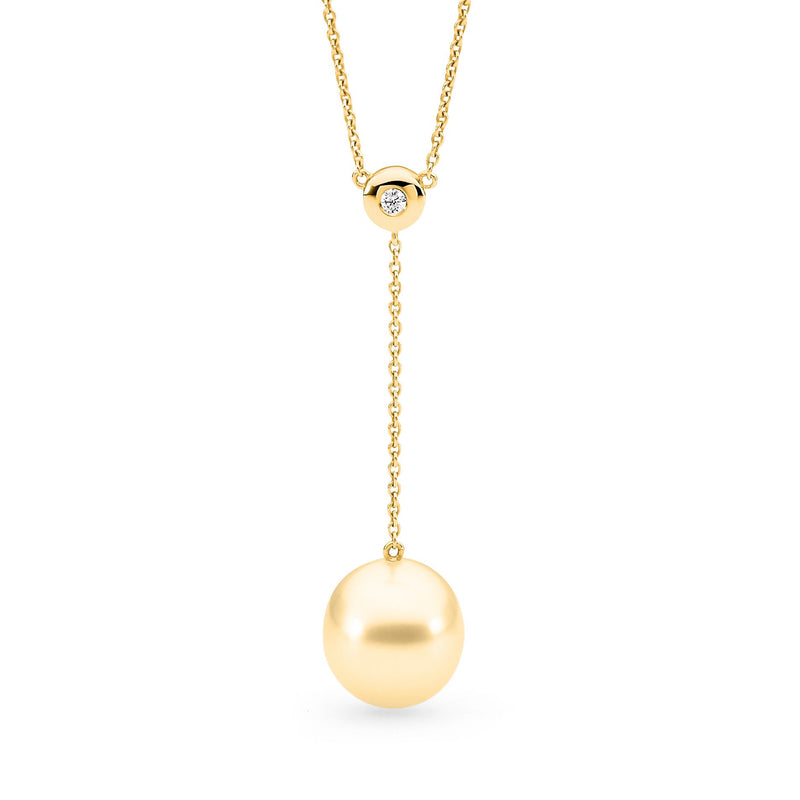 Allure 18ct Y/G 0.03ct G/SI 0-11mm Intense Gold Oval Drop Peral Pendant