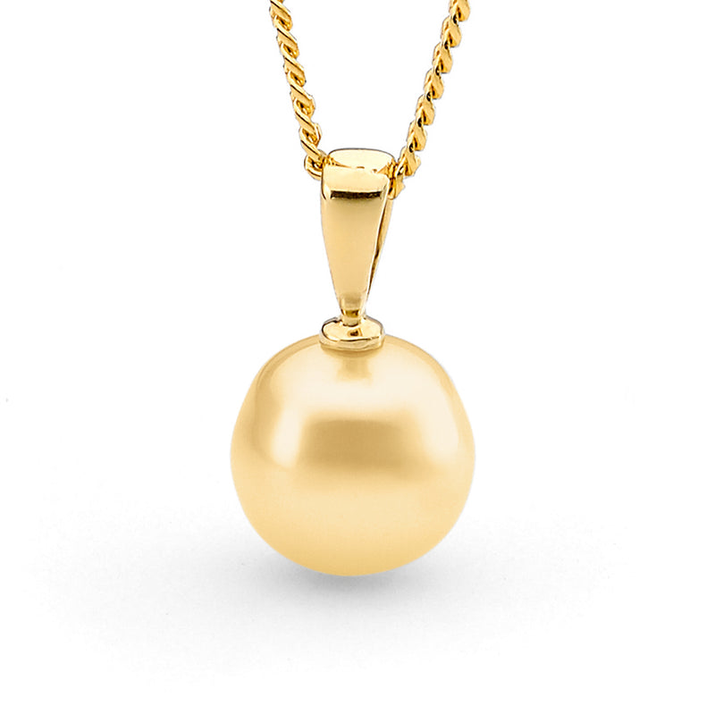 Allure 18ct Y/G 10-11mm Intense Gold Oval Circle Pearl  Pendant