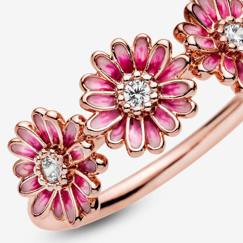 Pandora Pink Daisy Flower Trio Ring