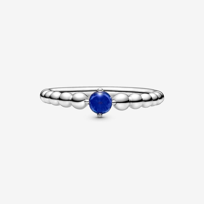 Pandora September Sea Blue Beaded Ring