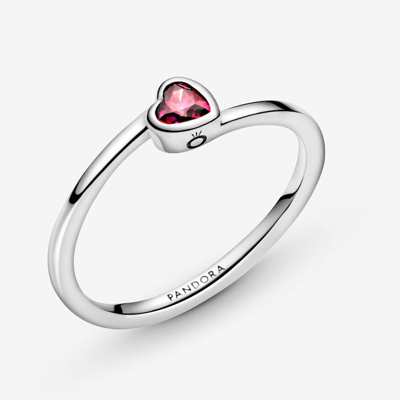 Pandora Red Tilted Heart Solitaire Ring