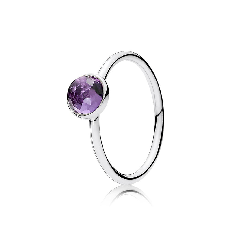 Pandora February Droplet Silver Feature Ring