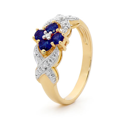 Bee 9ct YG Rebecca Sapphire Diamond  Ring